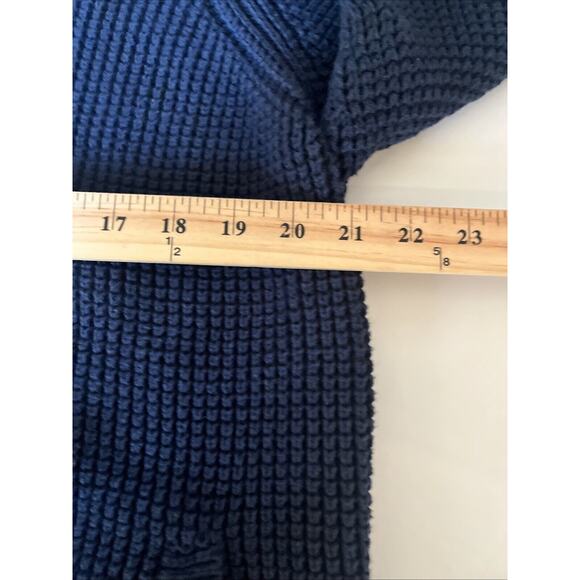 LL Bean Men's‎ Waffle Knit Full Zip Organic Cotton Sz XL Grandpa Navy Blue - Picture 5 of 13